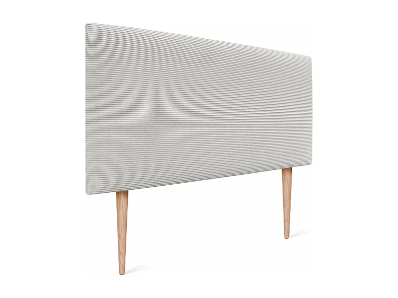 DHOME Tête de Lit Velours Côtelé Uni 105x105 avec Pieds de Lit 105 - Blanc Os