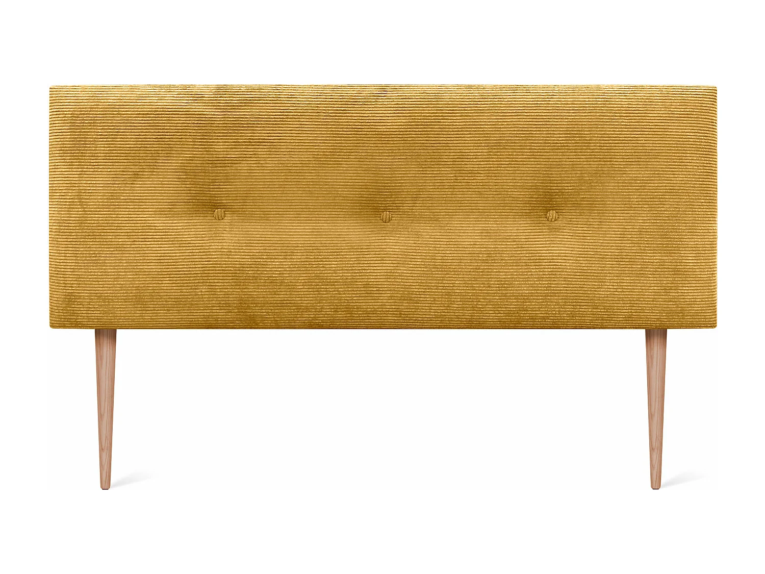 DHOME Tête de Lit Velours Côtelé Uni avec Boutons 135x105 avec Pieds de Lit 120/135/140 - Moutarde