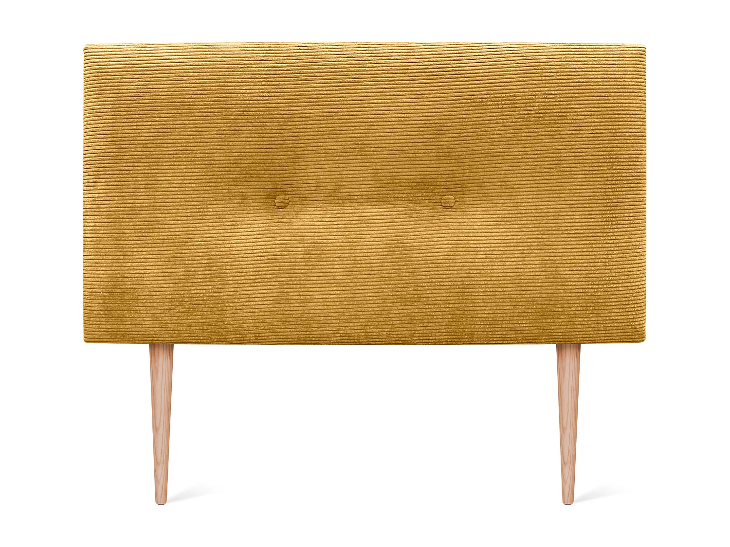 DHOME Tête de Lit Velours Côtelé Uni avec Boutons 110x115 avec Pieds de Lit 105 - Moutarde