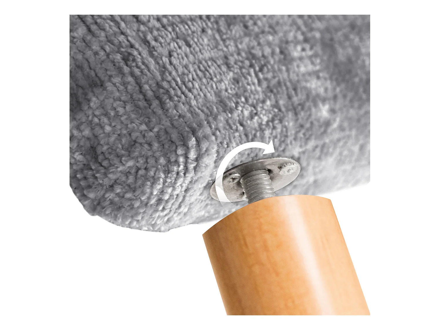 DHOME Kopfteil aus Naturwolle 110 x 105 cm mit Bettbeinen 105/110 – Hellgrau