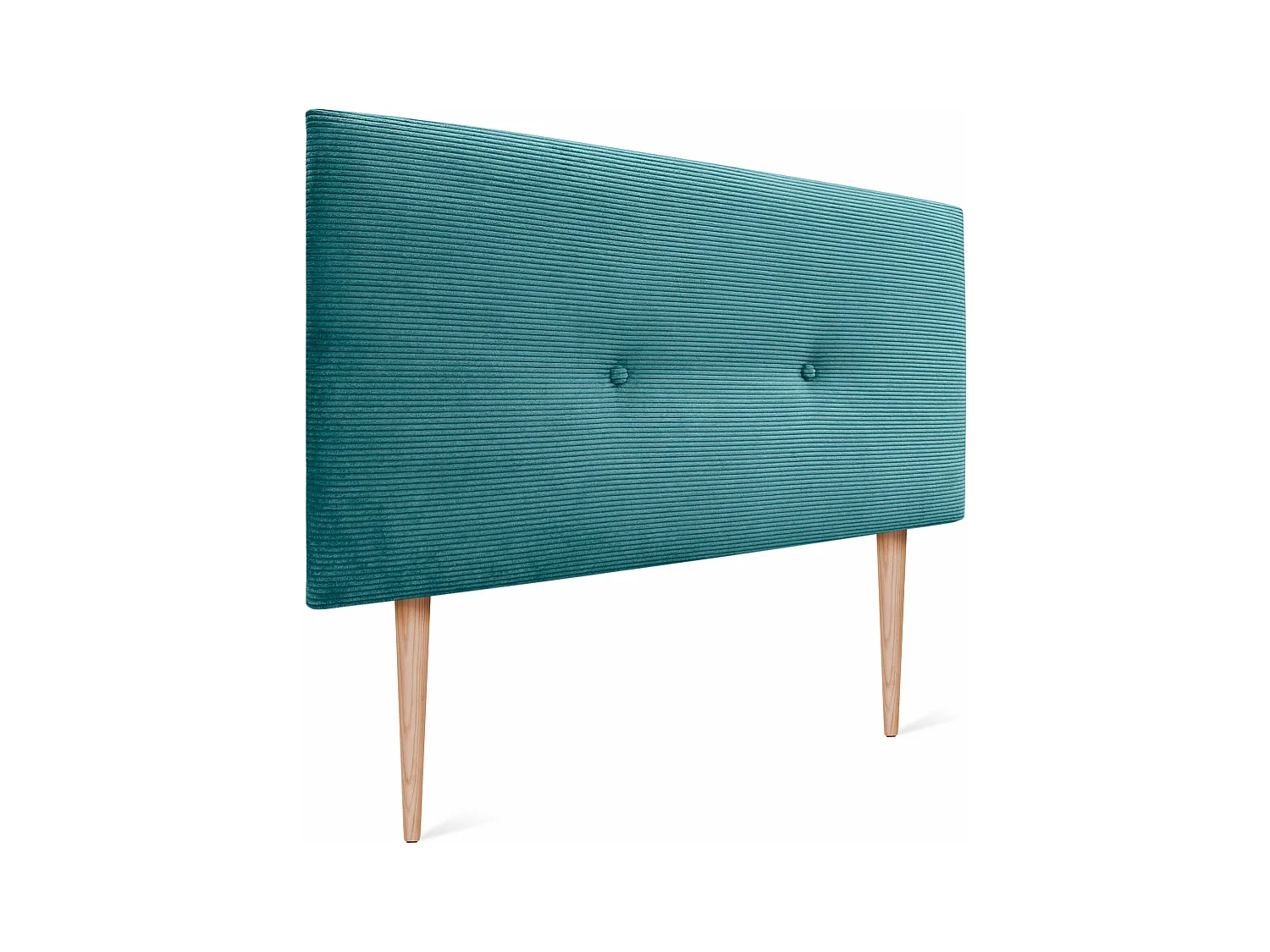 DHOME Effen corduroy hoofdbord met knopen 150x105 met bedpoten 150/160 - Aquagroen