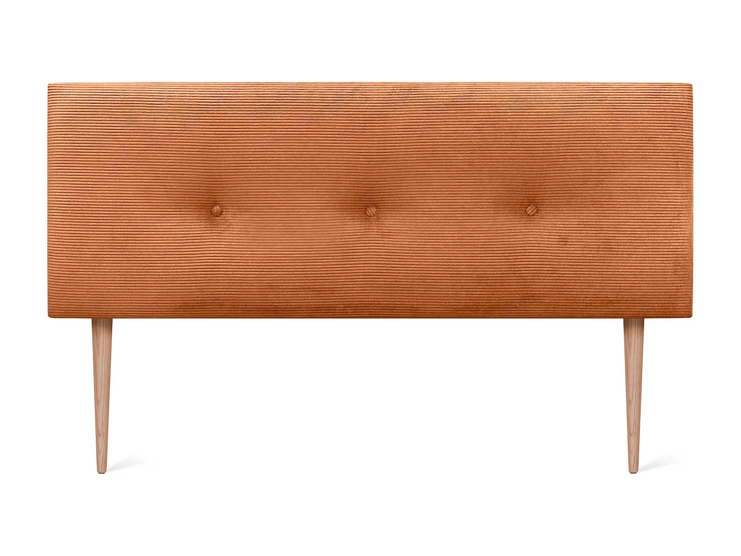 DHOME Tête de Lit Velours Côtelé Uni avec Boutons 135x105 avec Pieds de Lit 120/135/140 - Orange