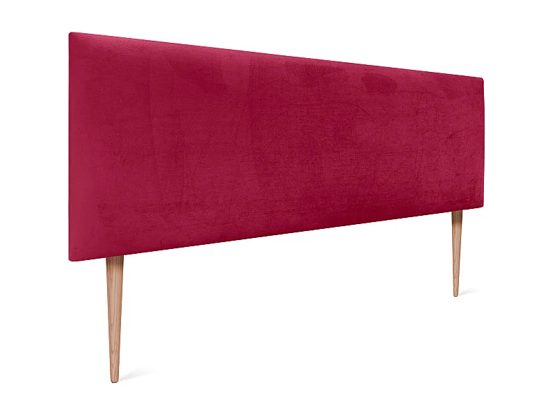 DHOME Tête de Lit Velours Lisse 150x105 avec Pieds de Lit 150/160 - Rouge