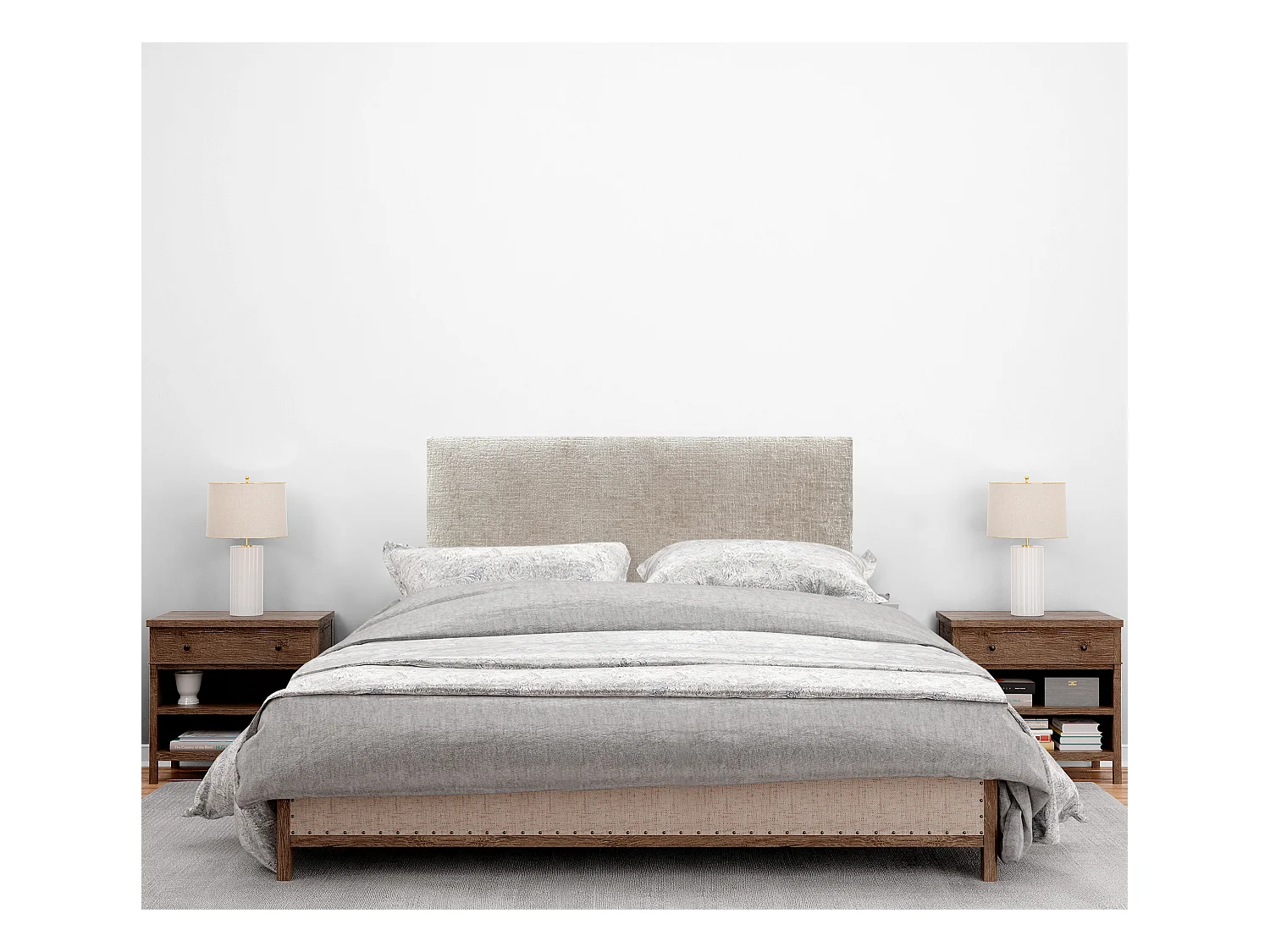 DHOME Tête de Lit Laine Naturelle 105x105cm avec Pieds de Lit 105 - Beige