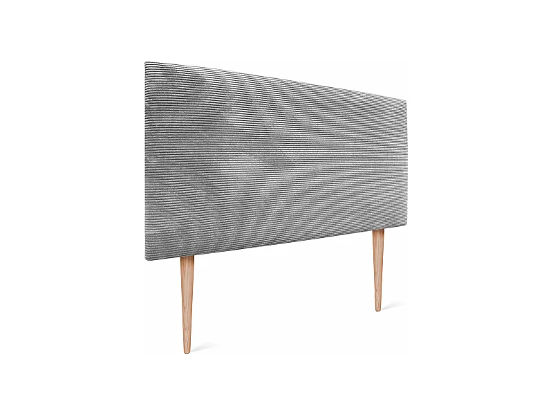 DHOME Glattes Cord-Kopfteil 95x105 mit Bettbeinen 80/90 – Grau