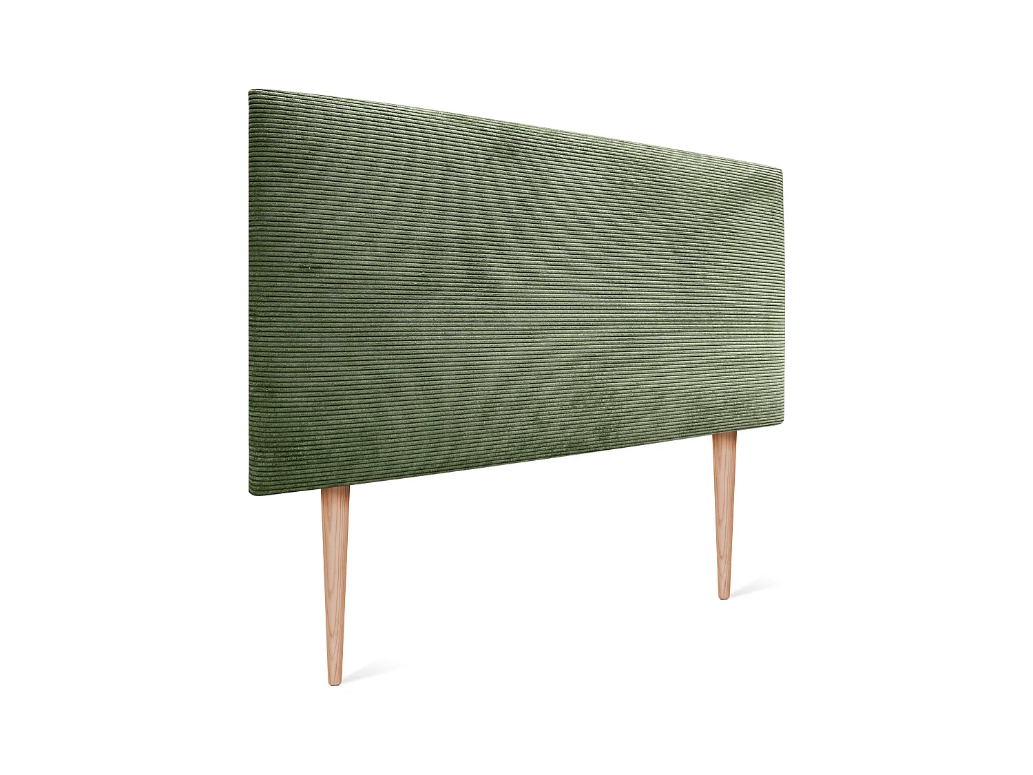 DHOME Tête de Lit Velours Côtelé Uni 95x115 avec Pieds de Lit 80/90 - Vert Jungle