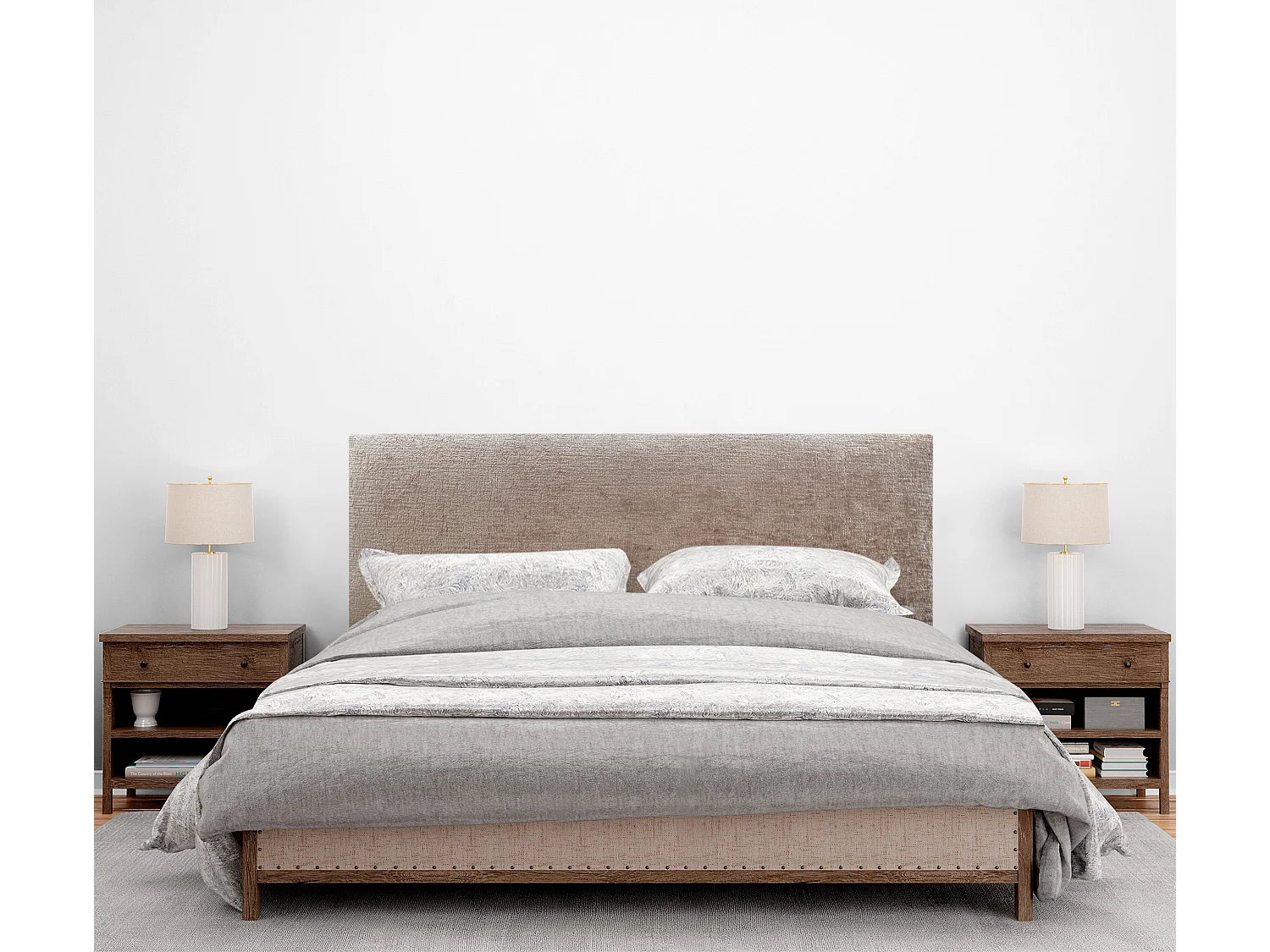 DHOME Kopfteil aus Naturwolle 135 x 115 cm mit Bettbeinen 120/135 – Braun