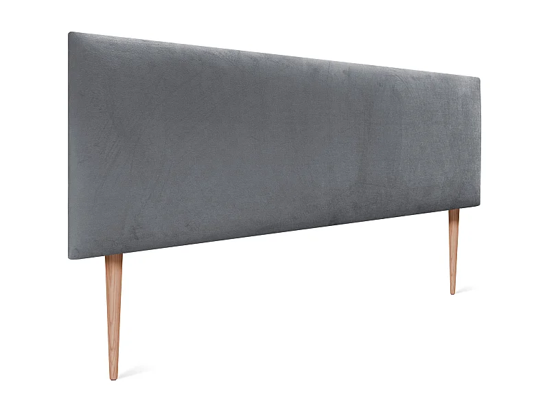 DHOME Kopfteil aus glattem Samt 150 x 115 mit Bettbeinen 150/160 – Aschgrau