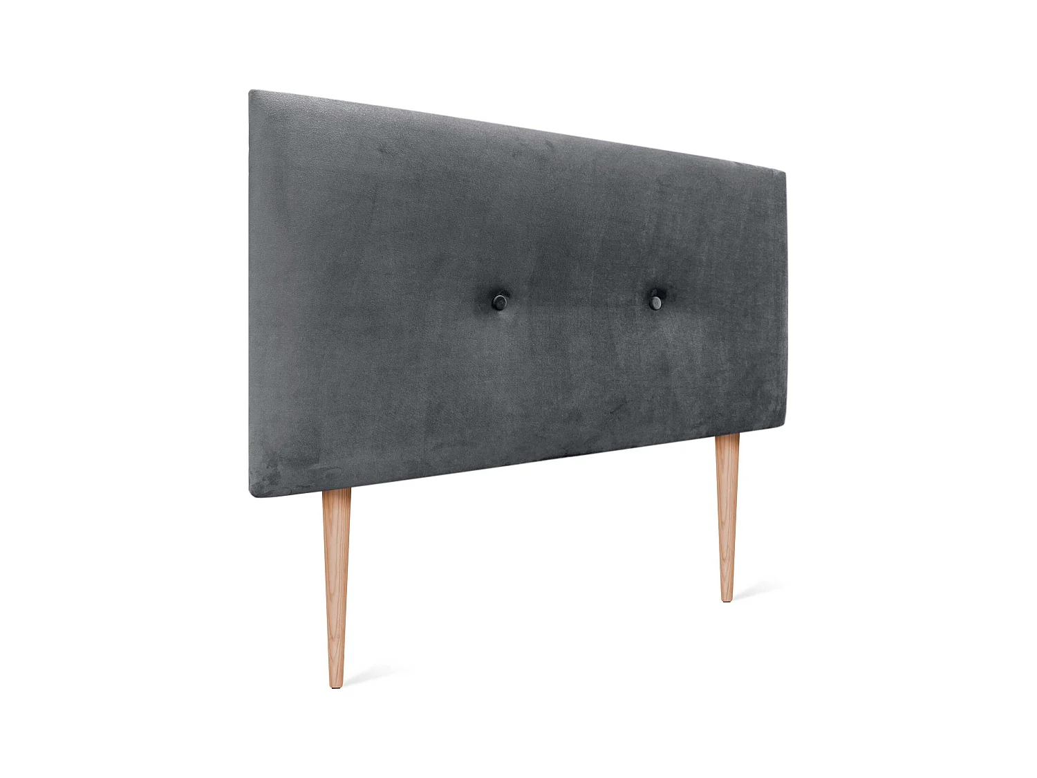 DHOME Testiera in Velluto Liscio con Bottoni 95x115 con Gambe Letto 80/90 - Grigio Scuro