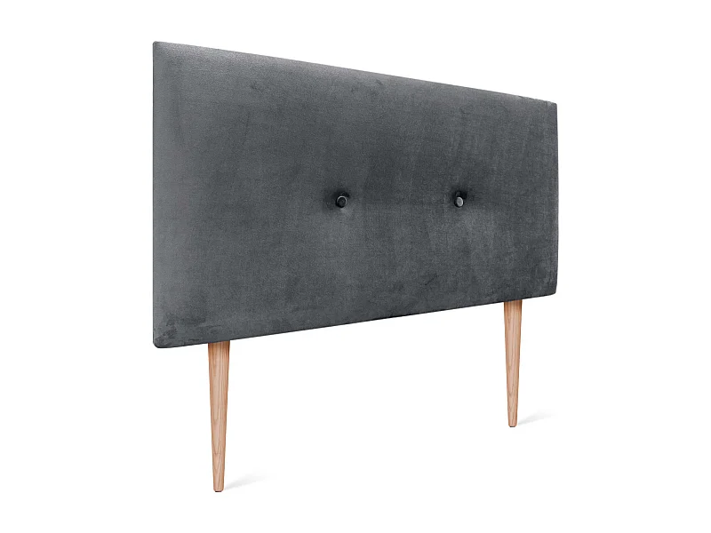 DHOME Glad fluwelen hoofdbord met knopen 95x115 met bedpoten 80/90 - Donkergrijs