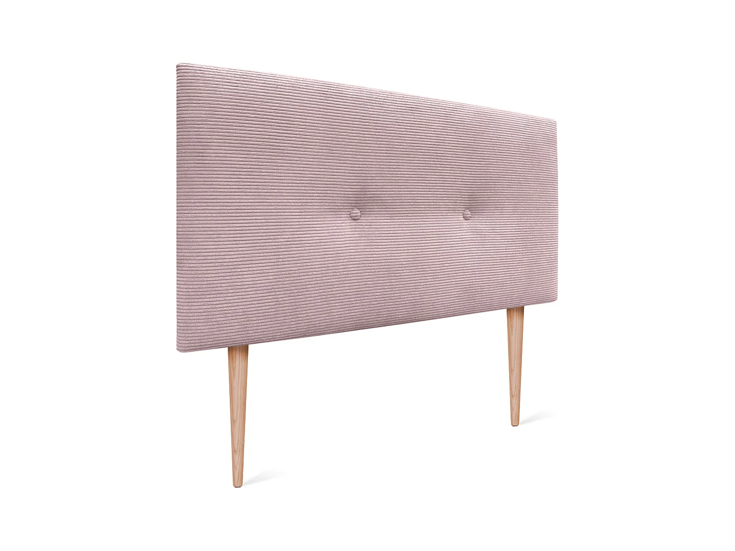 DHOME Tête de Lit Velours Côtelé Uni avec Boutons 150x105 avec Pieds de Lit 150/160 - Rose Pâle