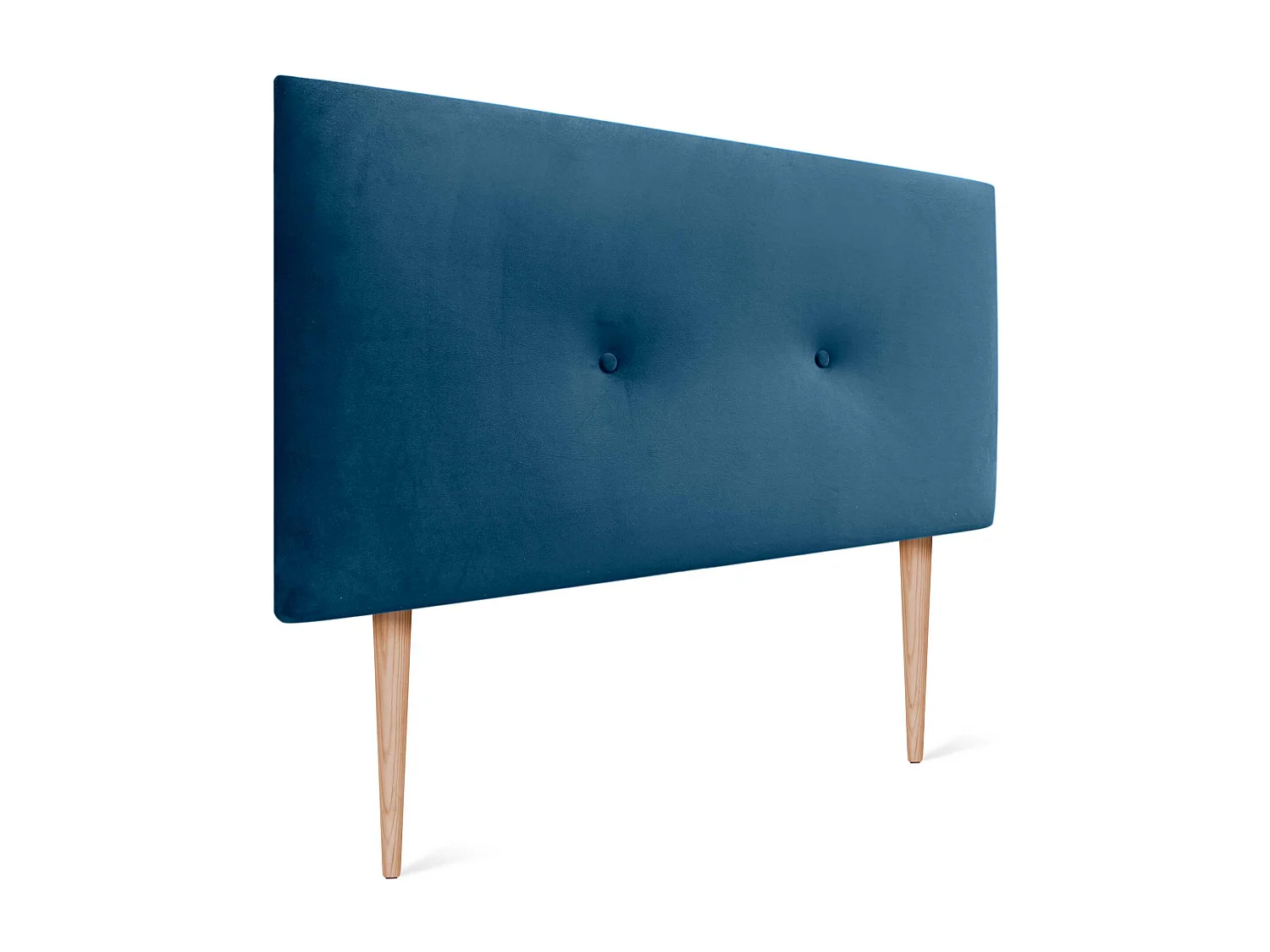 DHOME Tête de Lit Velours Lisse avec Boutons 80x105 avec Pieds de Lit 80/90 - Bleu
