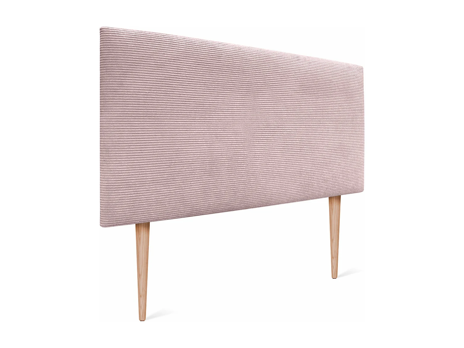 DHOME Tête de Lit Velours Côtelé Uni 135x105 avec Pieds de Lit 120/135/140 - Rose Pâle
