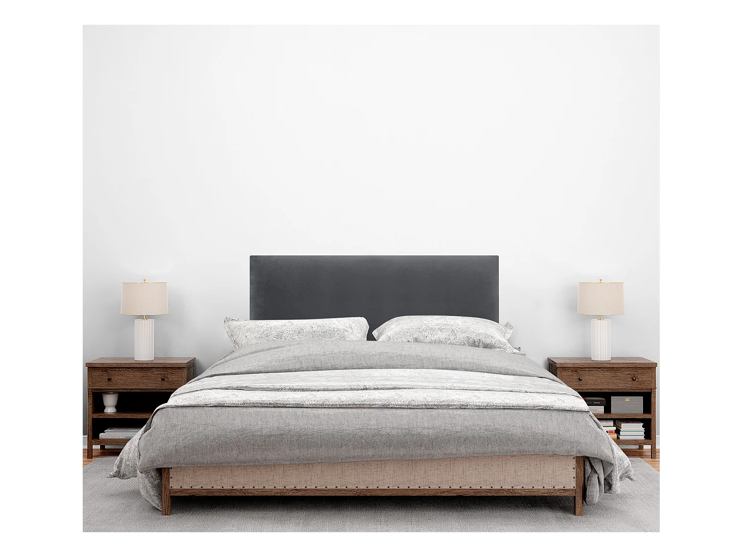 DHOME Tête de Lit Velours Lisse 110x50 Lits 105 - Gris Foncé