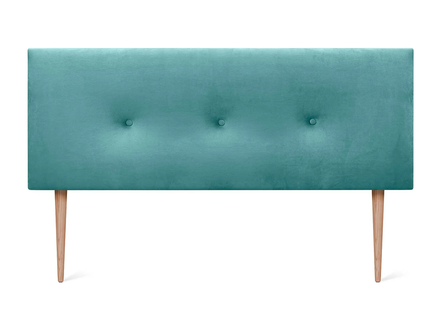 DHOME Tête de Lit Velours Lisse avec Boutons 135x115 avec Pieds de Lit 120/135/140 - Turquoise