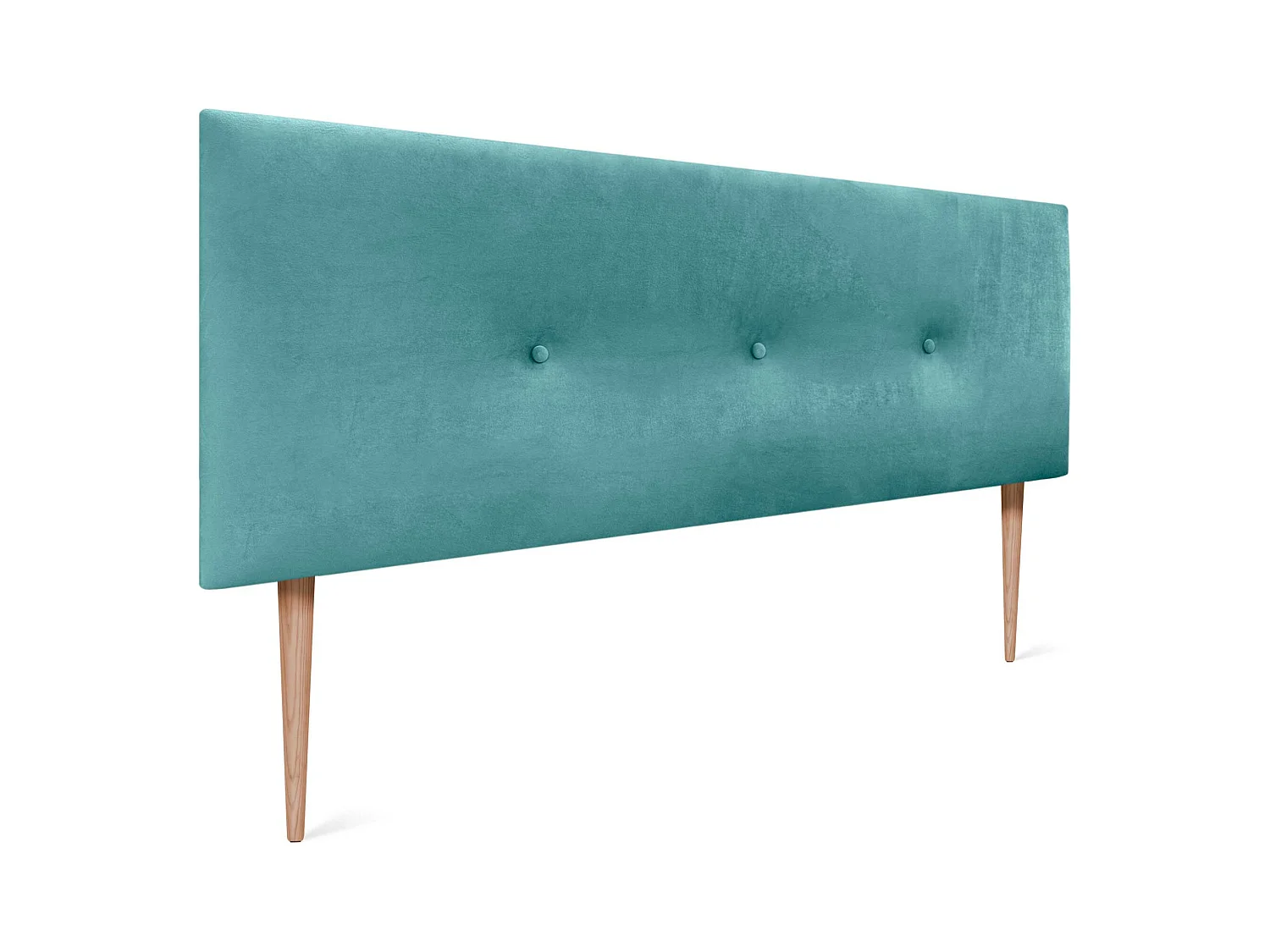 DHOME Tête de Lit Velours Lisse avec Boutons 135x115 avec Pieds de Lit 120/135/140 - Turquoise