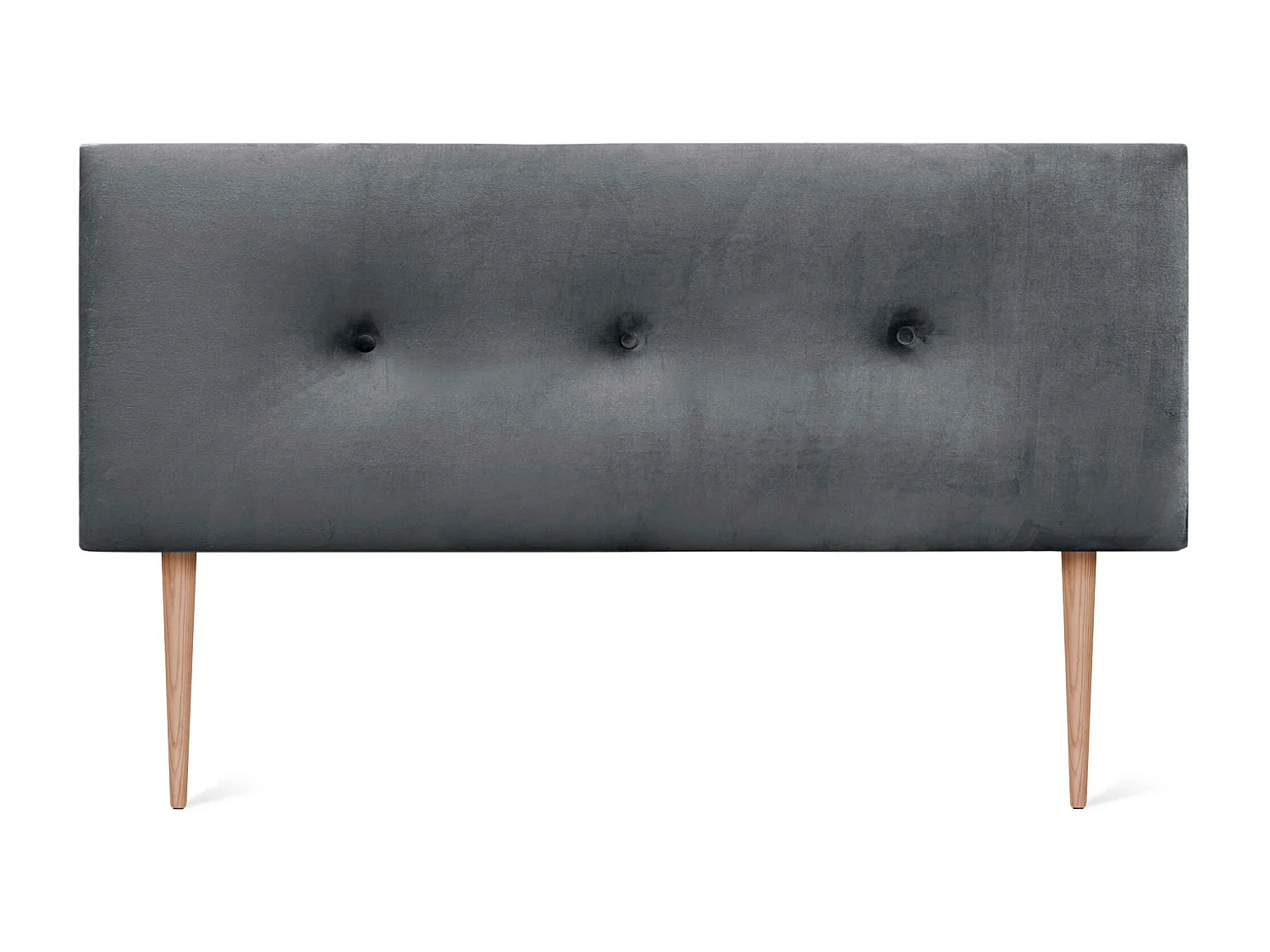 DHOME Kopfteil aus glattem Samt mit Knöpfen 160 x 105 mit Bettbeinen 150/160 – Dunkelgrau