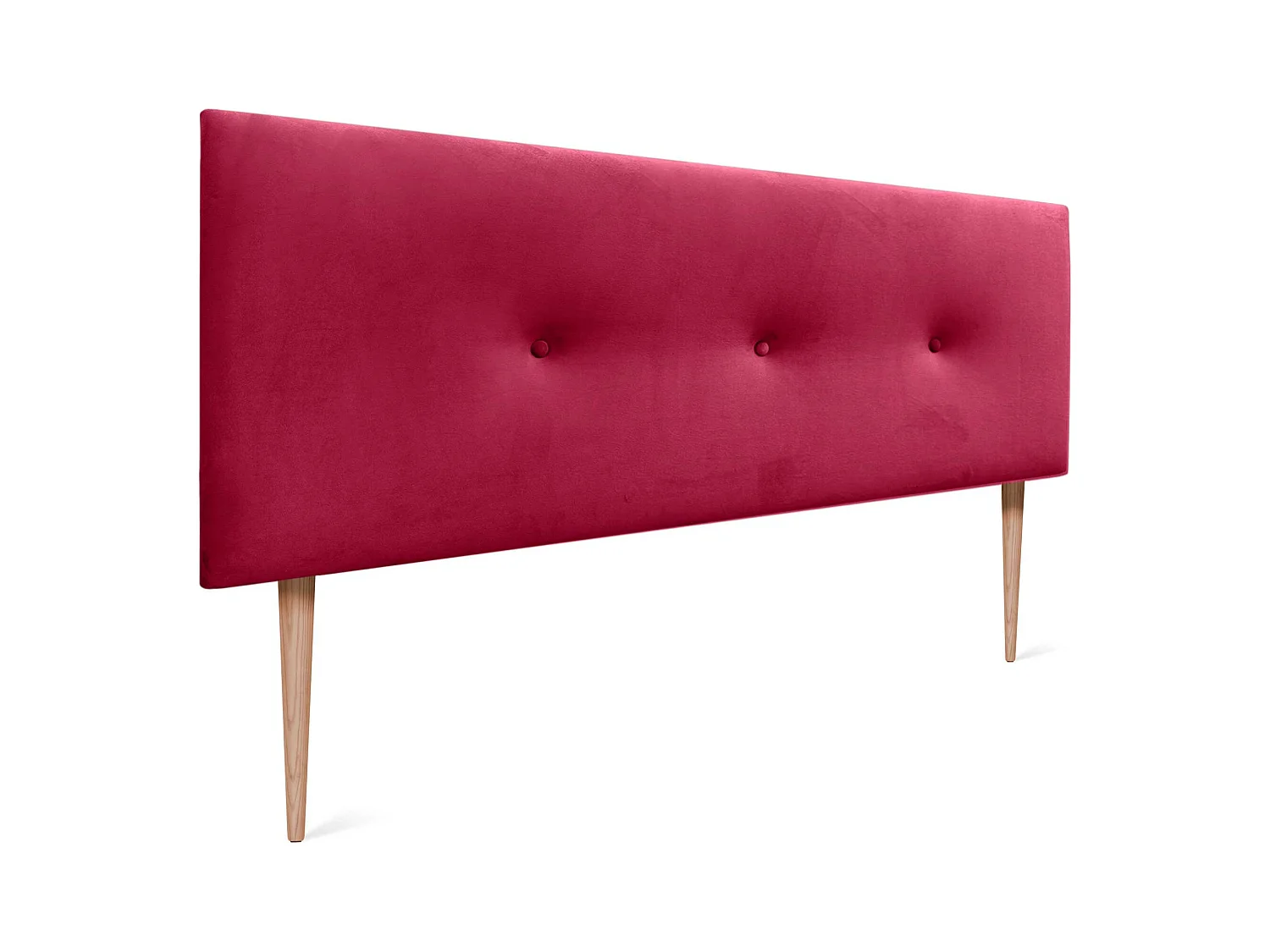 DHOME Tête de Lit Velours Lisse avec Boutons 145x115 avec Pieds de Lit 120/135/140 - Rouge