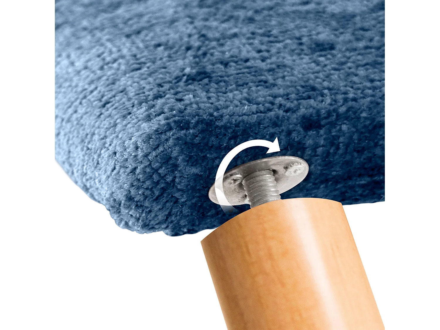 DHOME Kopfteil aus Naturwolle 90 x 105 cm mit Bettbeinen 80/90 – Blau