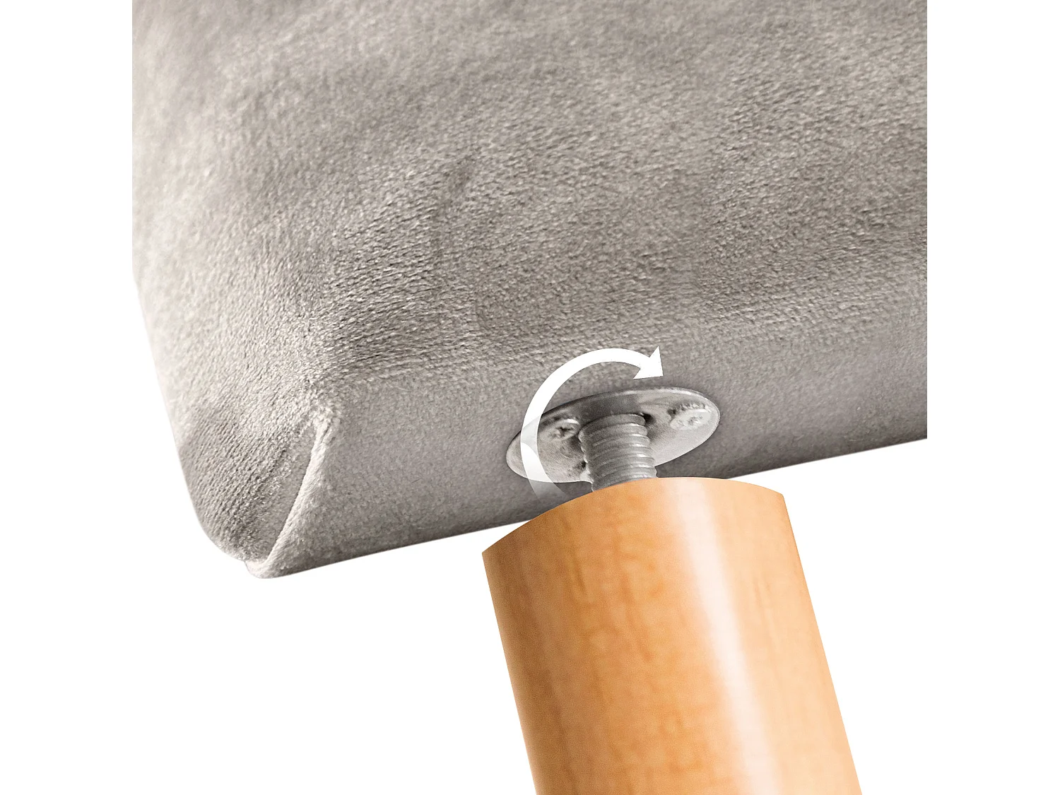 DHOME Glad fluwelen hoofdbord 80x105 met bedpoten 80/90 - Beige