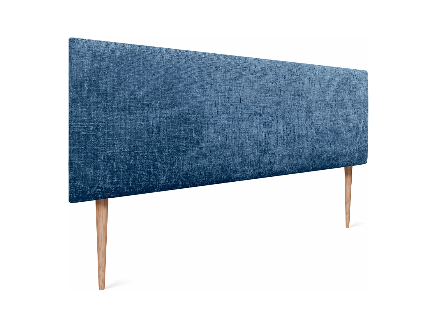 DHOME Tête de Lit Laine Naturelle 135x105cm avec Pieds de Lit 120/135 - Bleu