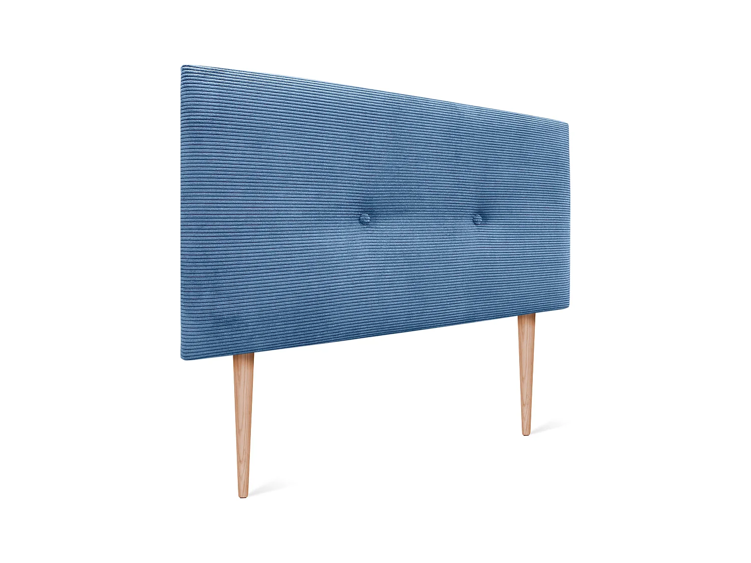 DHOME Tête de lit velours côtelé uni avec boutons 105x105 et pieds de lit 105 - Bleu