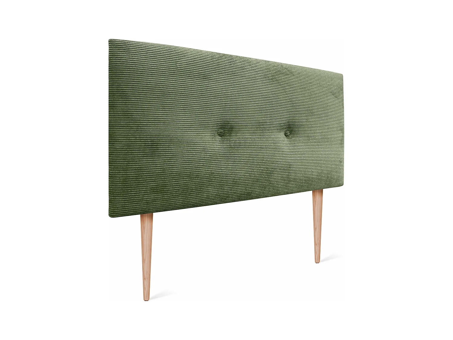 DHOME Tête de Lit Velours Côtelé Uni avec Boutons 145x115 avec Pieds de Lit 120/135/140 - Vert Jungle