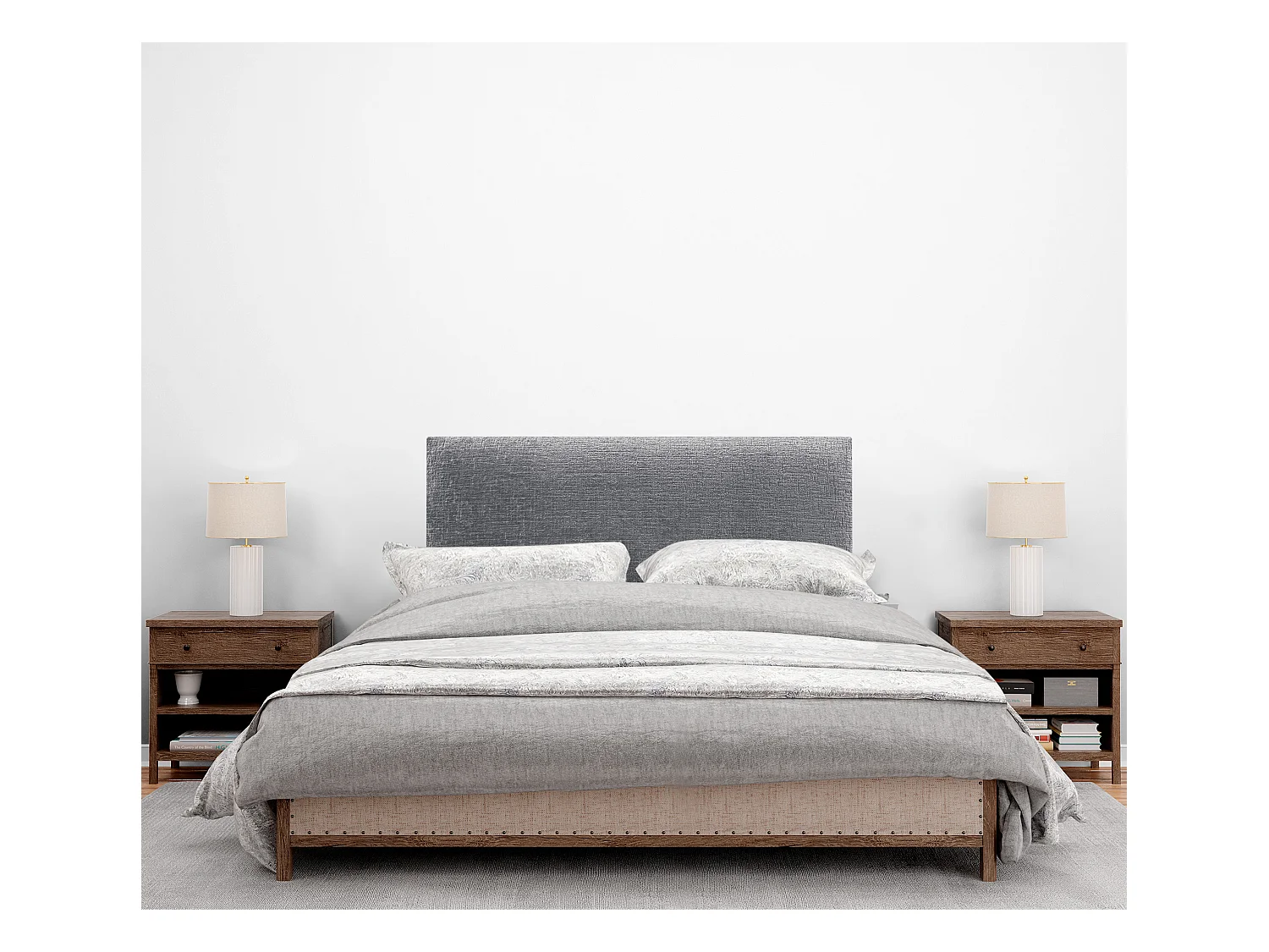 DHOME hoofdeinde van natuurlijke wol 90x50cm voor 80/90 bedden - grijs