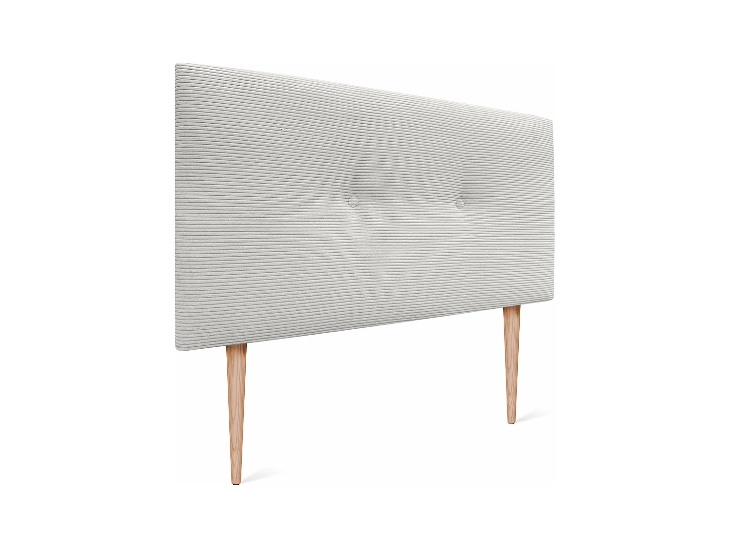 DHOME Tête de Lit Velours Côtelé Uni avec Boutons 145x105 avec Pieds de Lit 120/135/140 - Blanc Os
