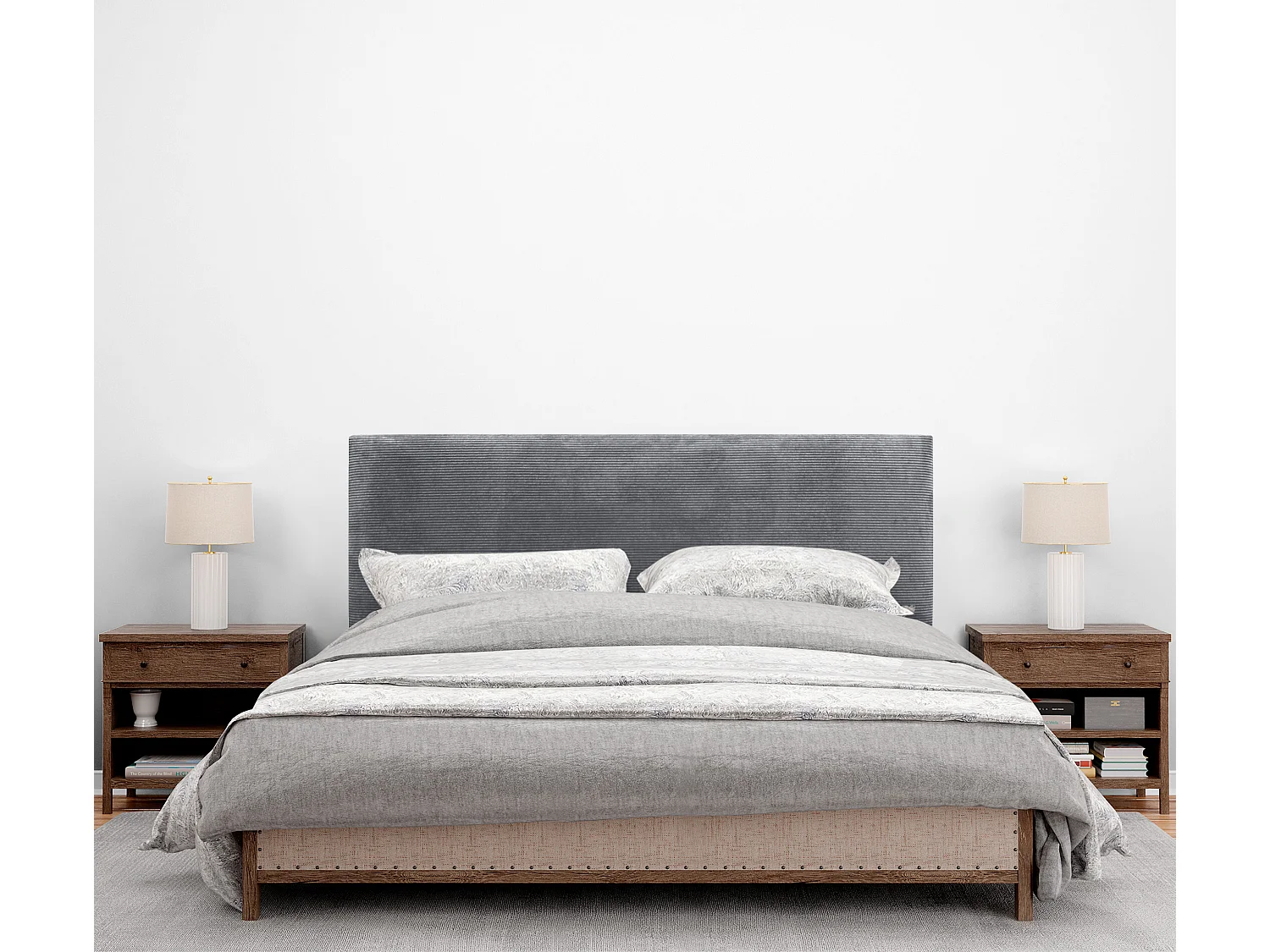 DHOME Effen corduroy hoofdeinde 145x60 bedden 120/135/140 - donkergrijs