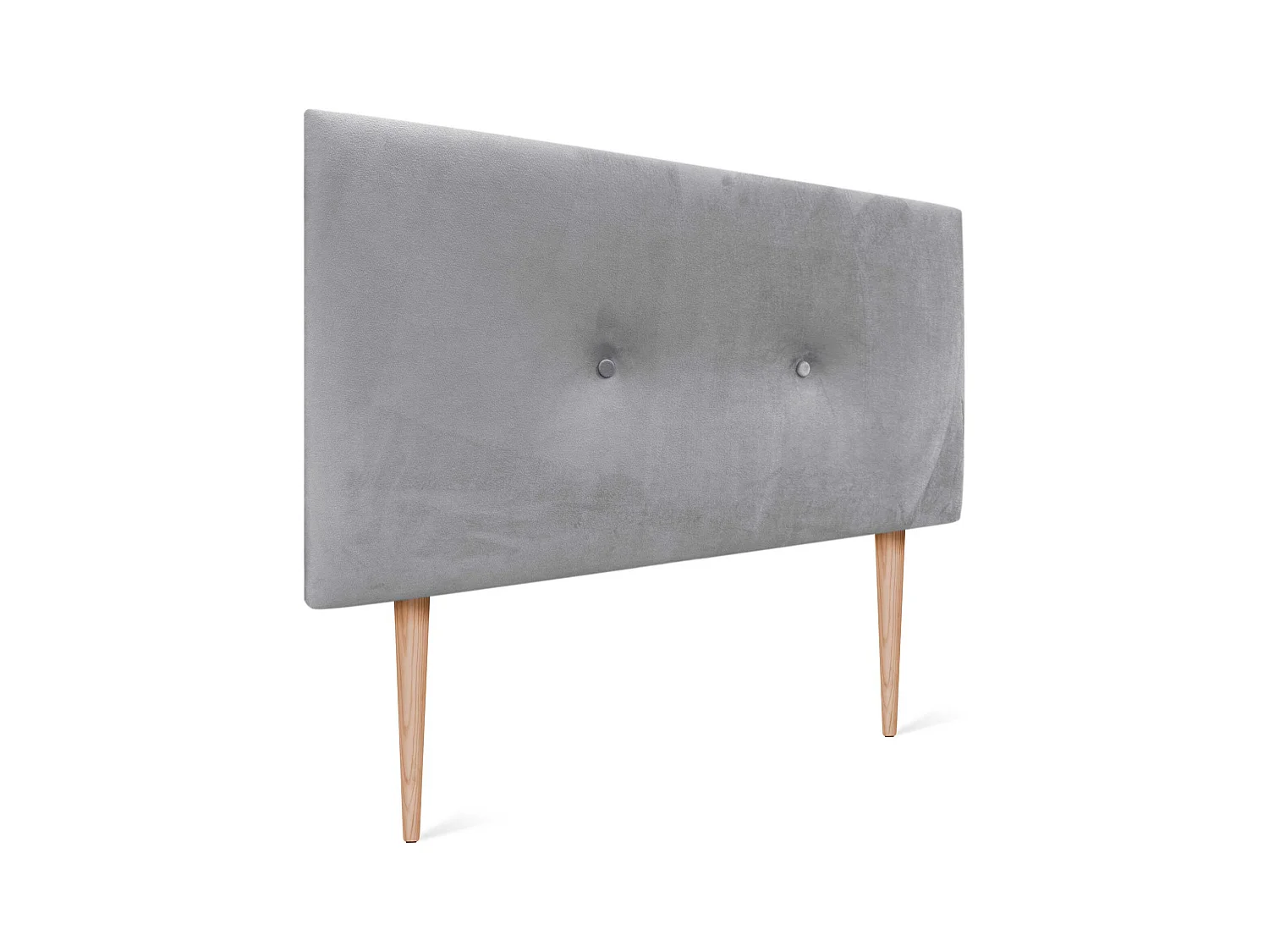 DHOME Glad fluwelen hoofdbord met knopen 105x105 met bedpoten 105 - Lichtgrijs