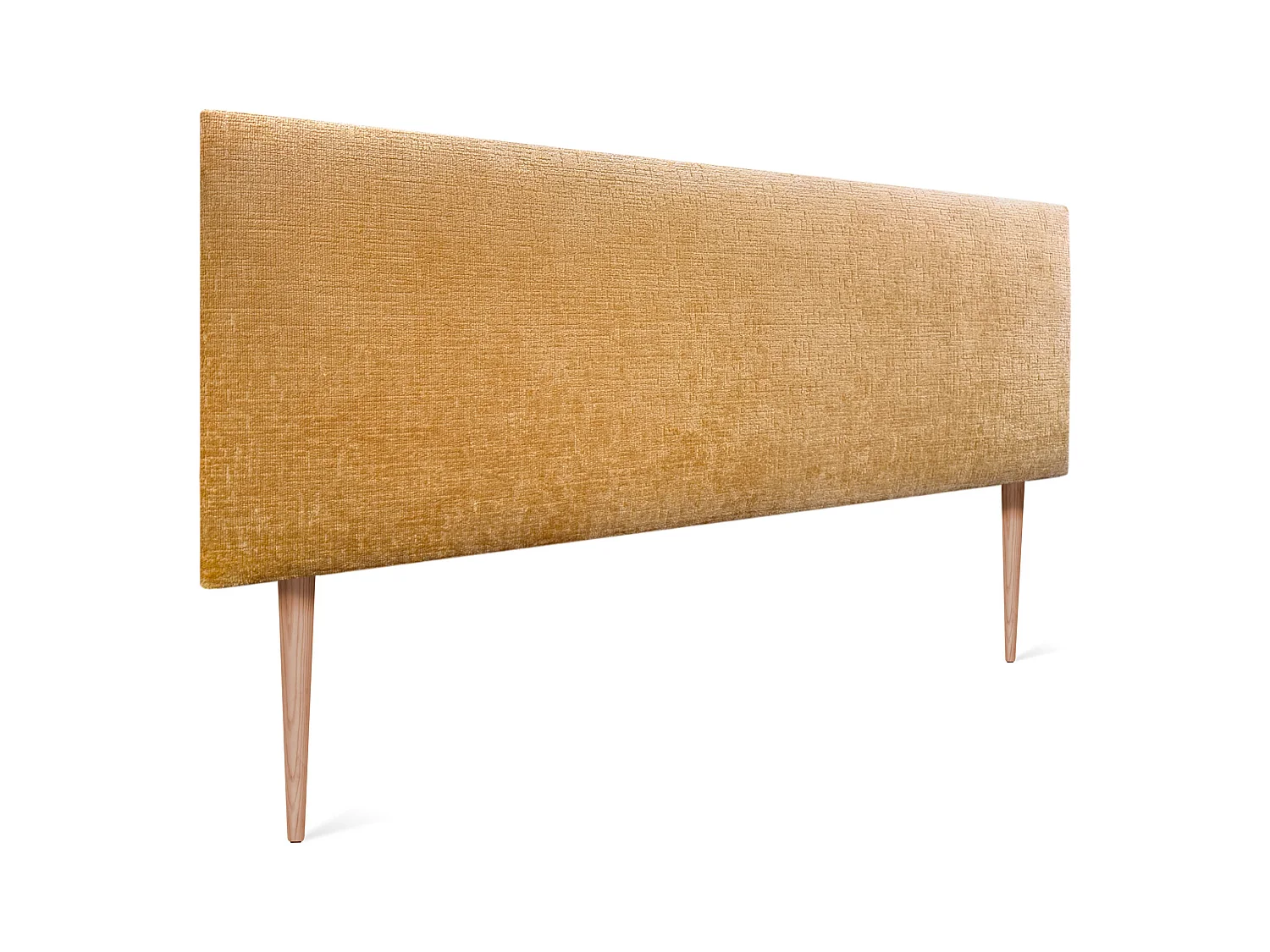 DHOME Tête de Lit Laine Naturelle 145x105cm avec Pieds de Lit 140/135 - Moutarde