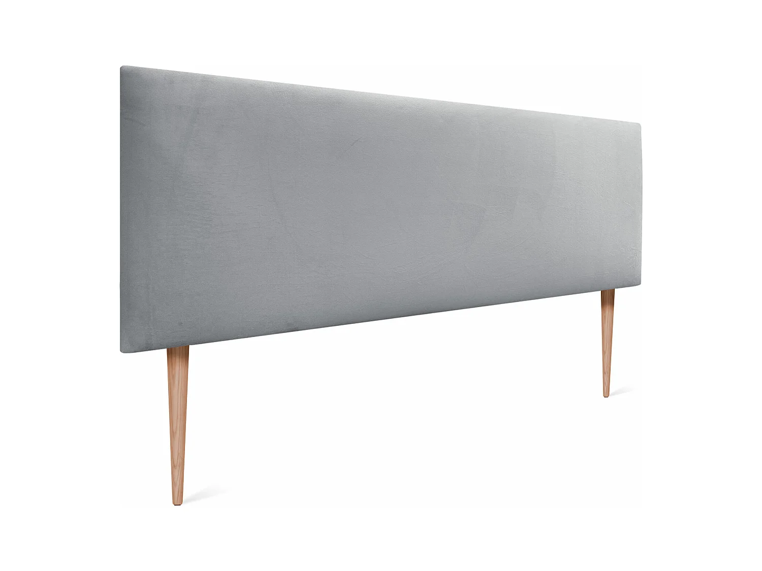 DHOME Kopfteil aus glattem Samt 160 x 115 mit Bettbeinen 150/160 – Hellgrau