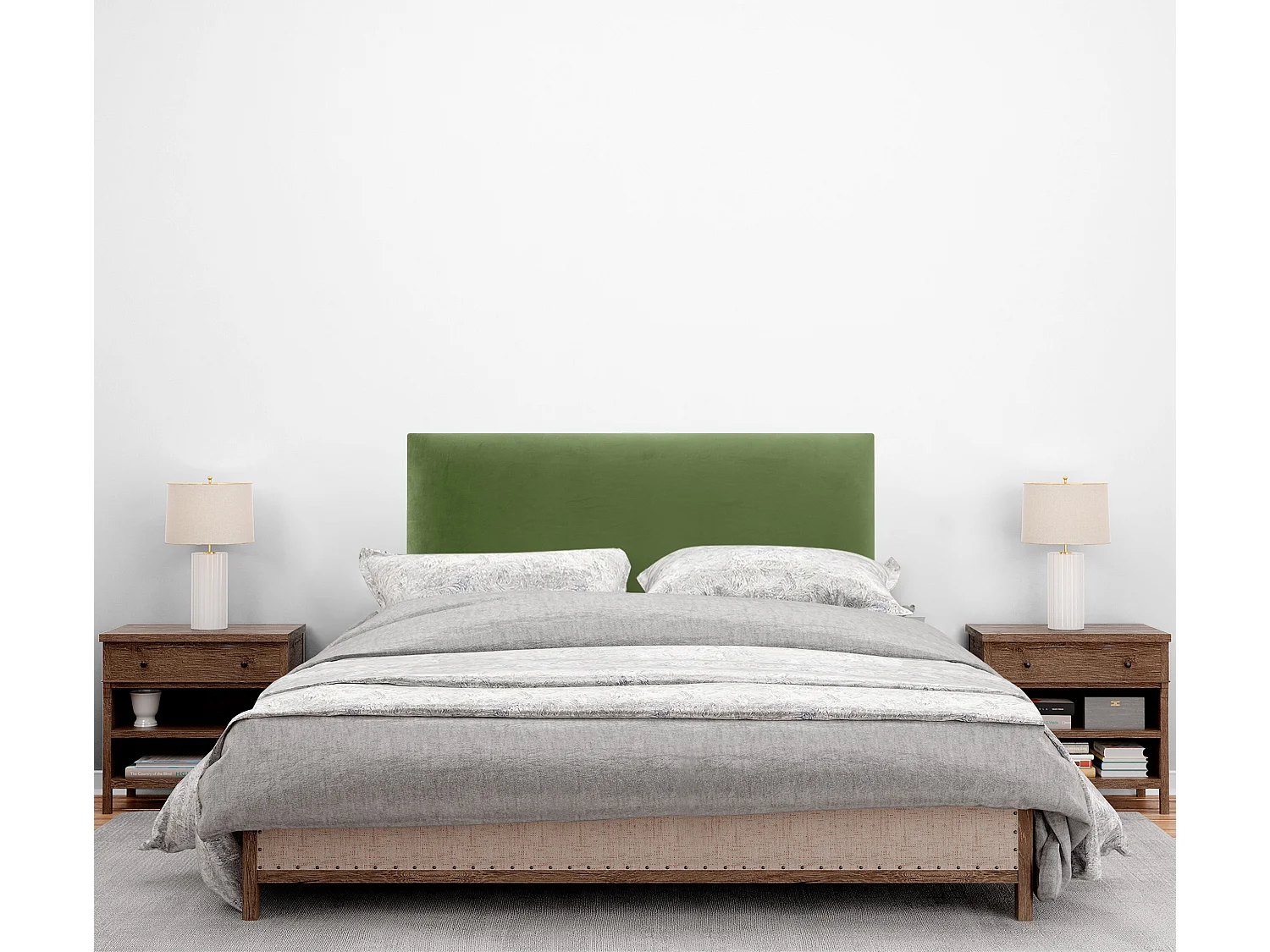 DHOME Kopfteil aus glattem Samt 80 x 105 mit Bettbeinen 80/90 – Dschungelgrün