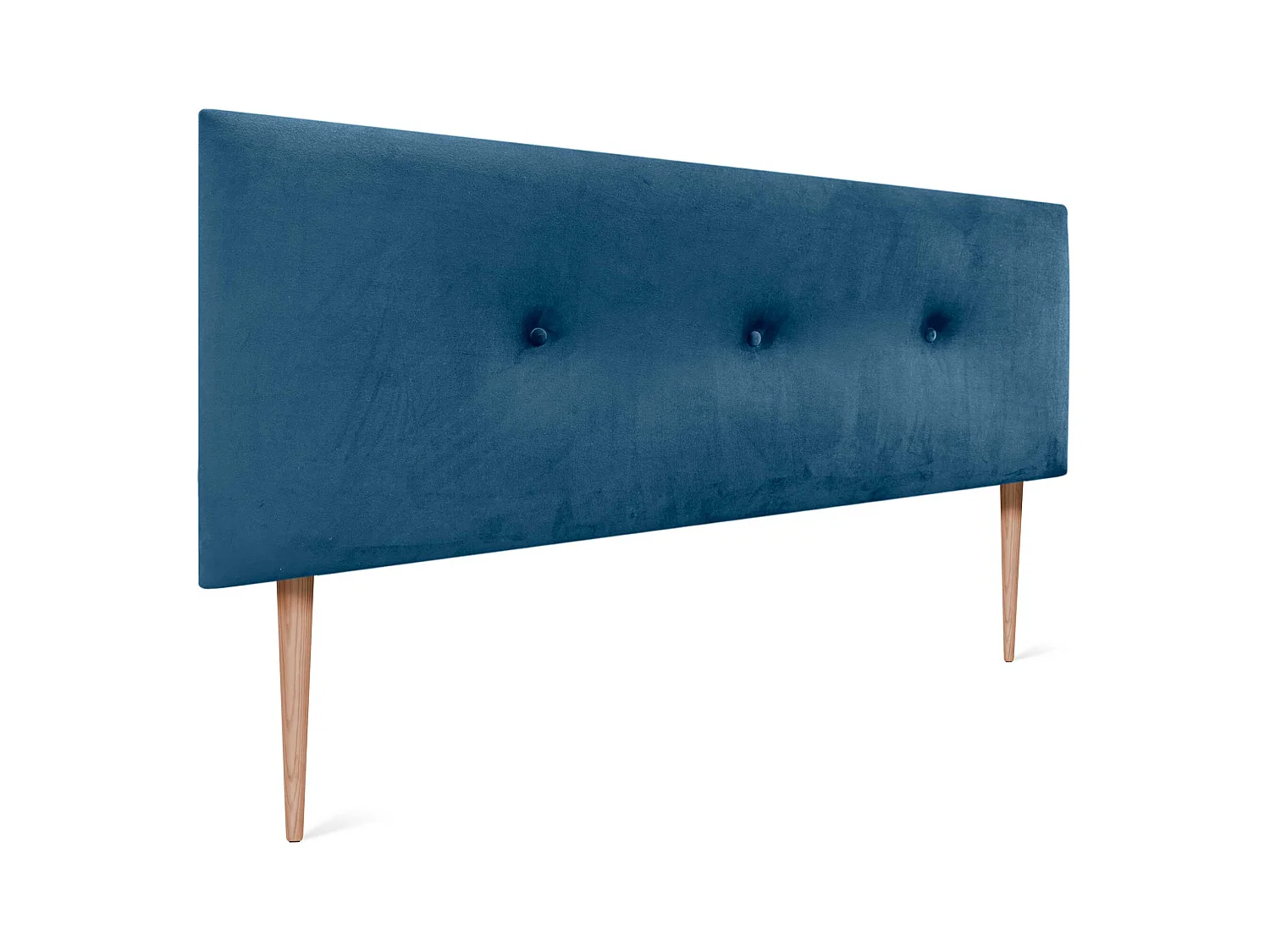 DHOME Tête de Lit Velours Lisse avec Boutons 135x105 avec Pieds de Lit 120/135/140 - Bleu