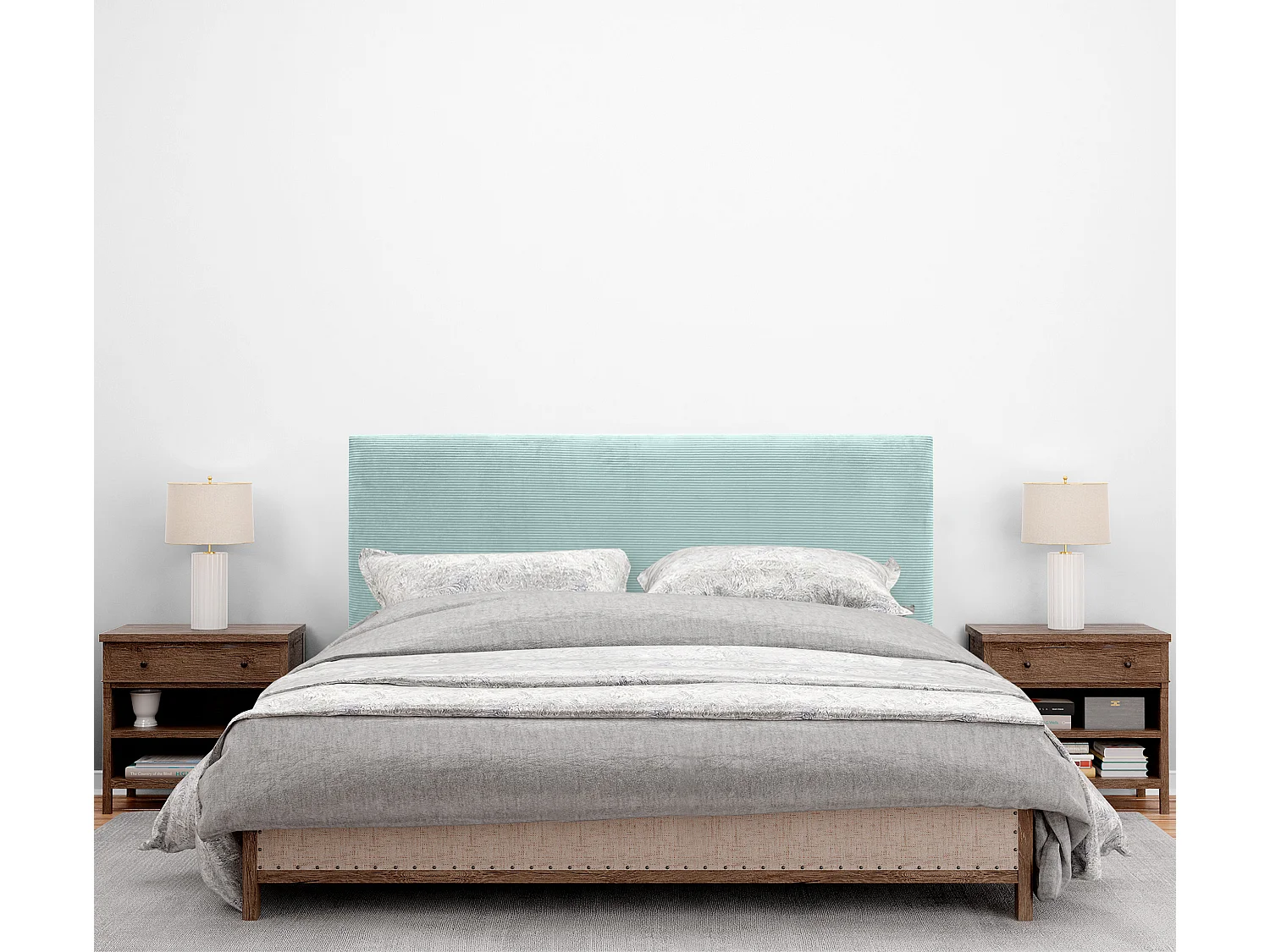 DHOME Tête de Lit Velours Côtelé Uni 160x60 Lits 150/160 - Vert Aqua