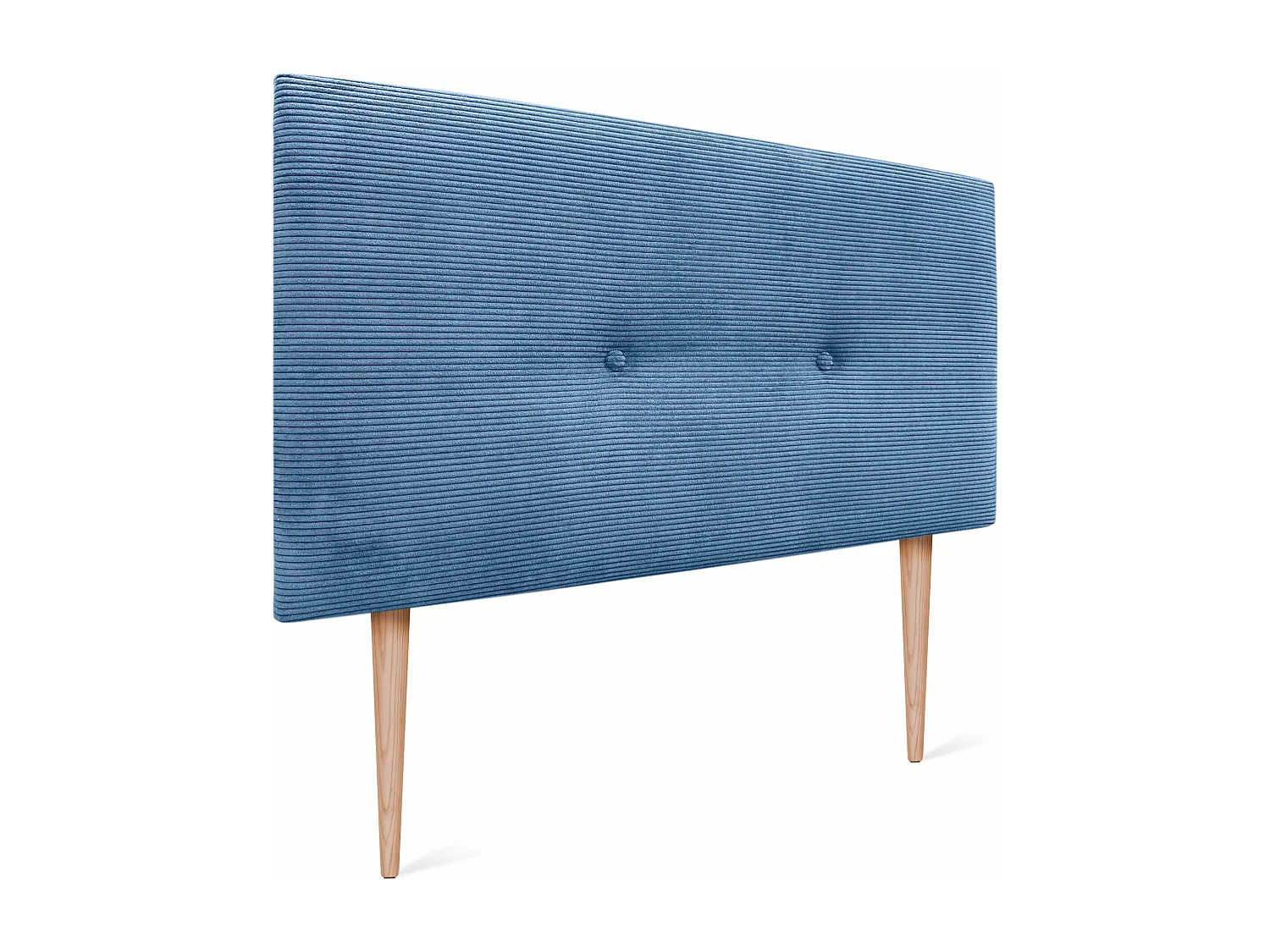 DHOME Tête de Lit Velours Côtelé Uni avec Boutons 80x115 avec Pieds de Lit 80/90 - Bleu