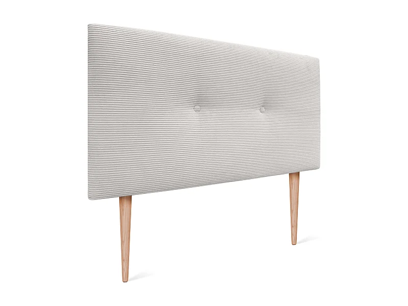 DHOME Tête de Lit Velours Côtelé Uni avec Boutons 150x105 avec Pieds de Lit 150/160 - Blanc Os
