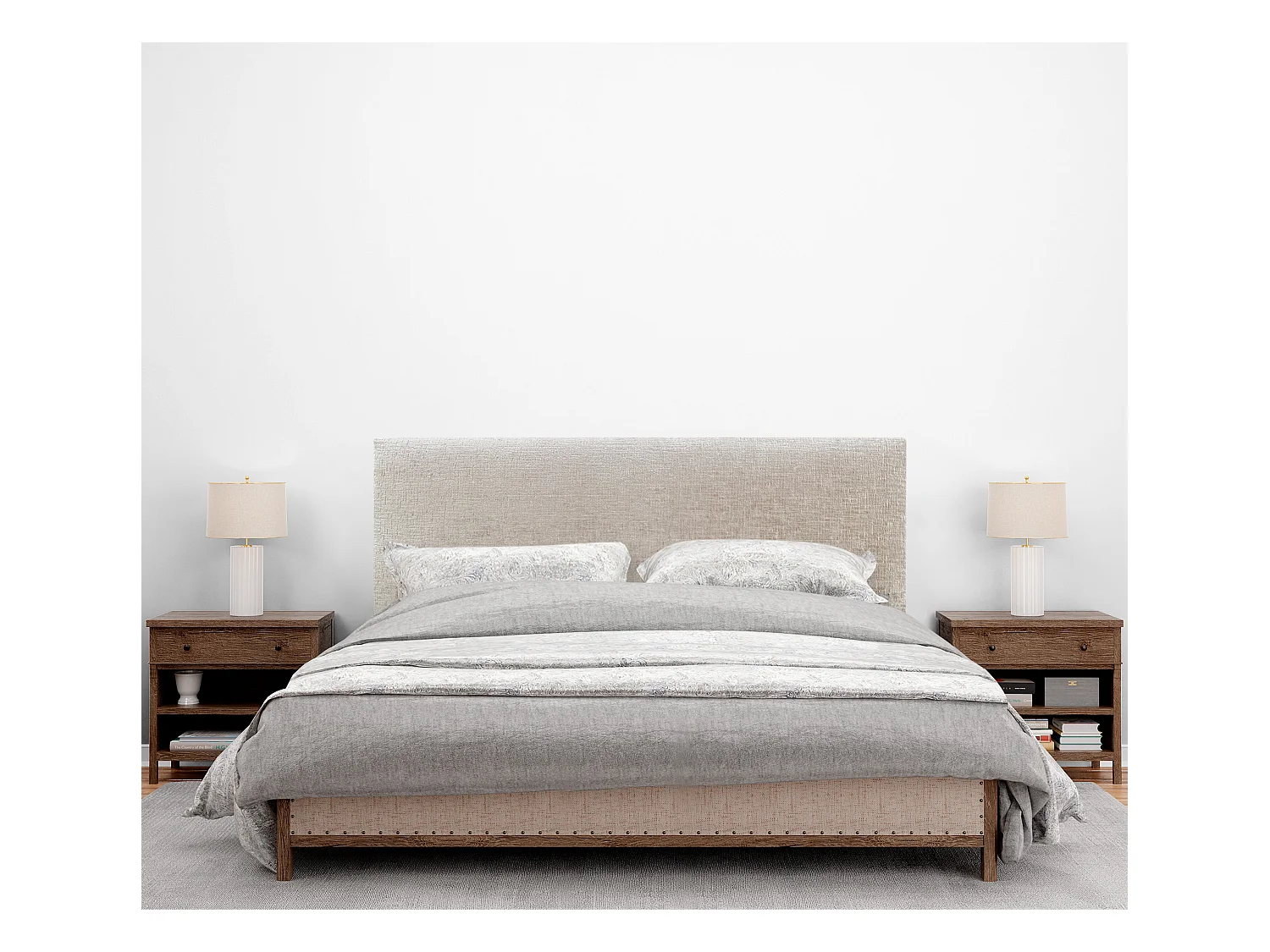 DHOME Tête de Lit Laine Naturelle 160x105cm avec Pieds de Lit 150/160 - Beige