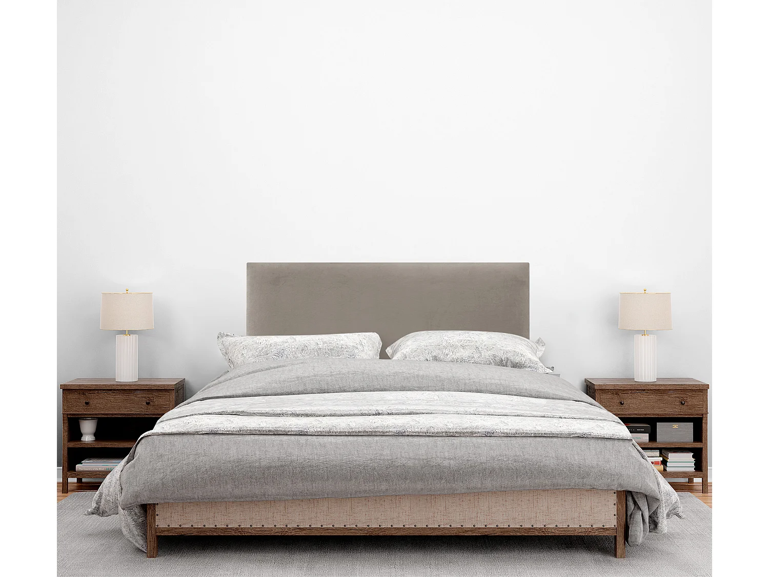 DHOME Glad fluwelen hoofdeinde 90x105 met bedpoten 80/90 - Bruin