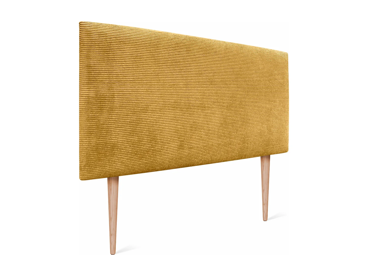 DHOME Tête de Lit Velours Côtelé Uni 80x115 avec Pieds de Lit 80/90 - Moutarde