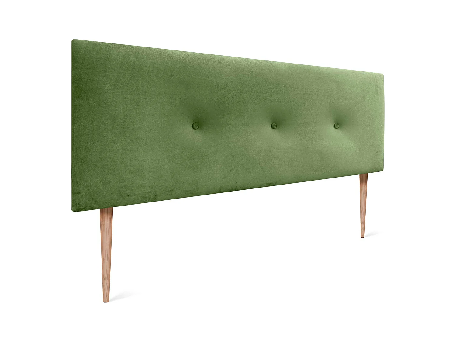 DHOME Tête de Lit Velours Lisse avec Boutons 160x115 avec Pieds de Lit 150/160 - Vert Jungle