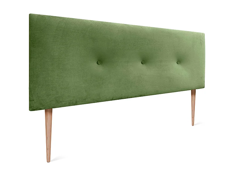 DHOME Tête de Lit Velours Lisse avec Boutons 160x115 avec Pieds de Lit 150/160 - Vert Jungle