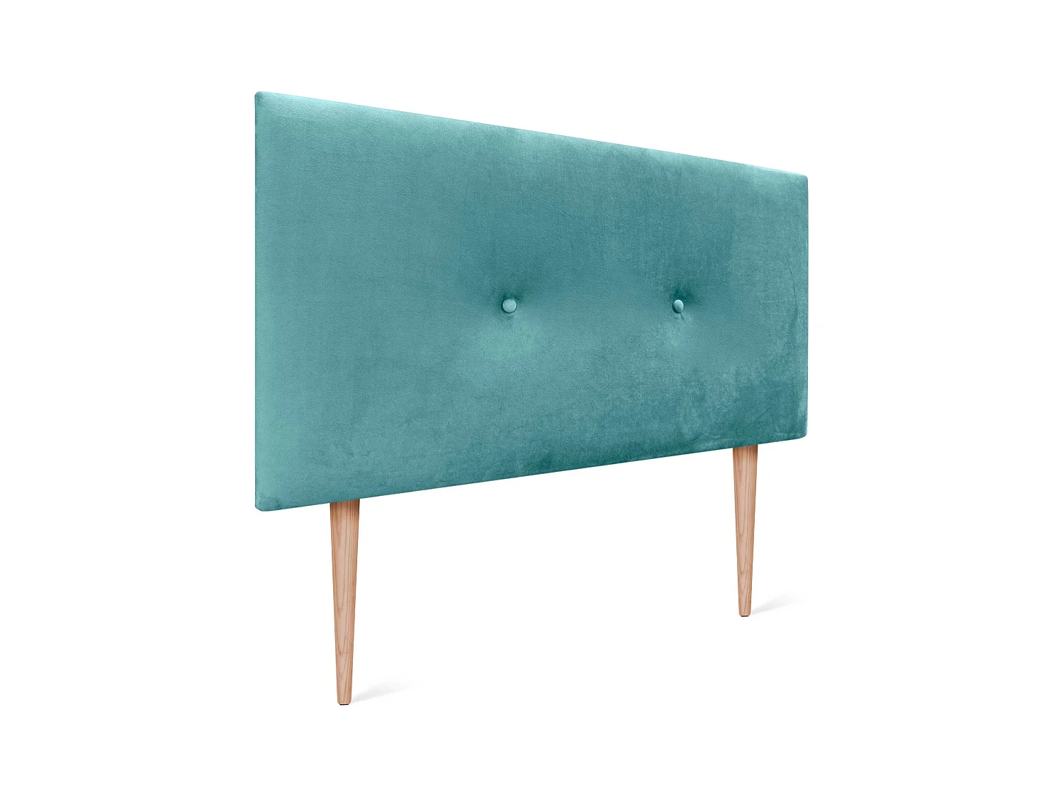 DHOME Tête de Lit Velours Lisse avec Boutons 90x115 avec Pieds de Lit 80/90 - Turquoise