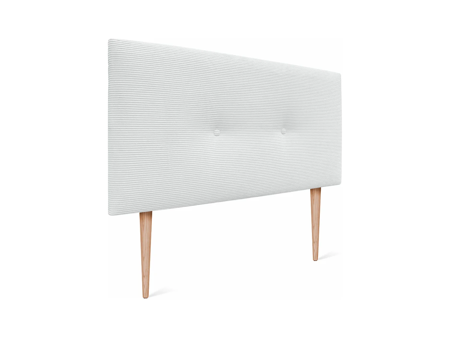 DHOME Einfarbiges Cord-Kopfteil mit Knöpfen 105x115 mit Bettbeinen 105 – Weiß