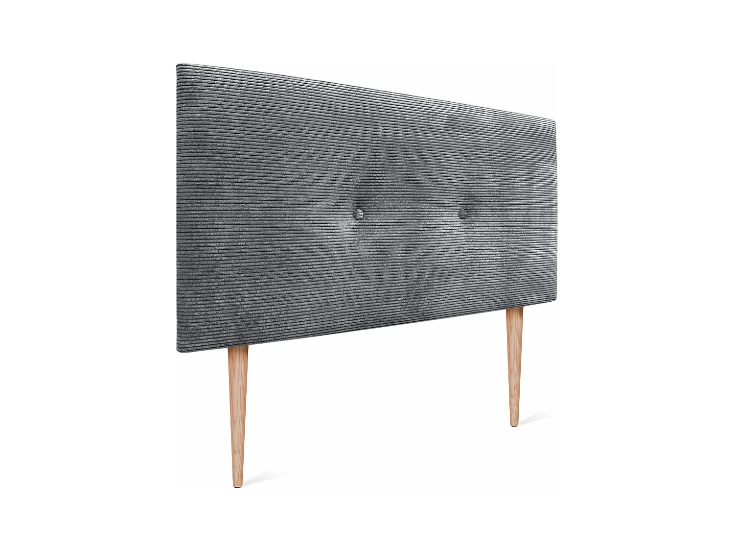 DHOME Tête de Lit Velours Côtelé Uni avec Boutons 95x105 avec Pieds de Lit 80/90 - Gris Foncé