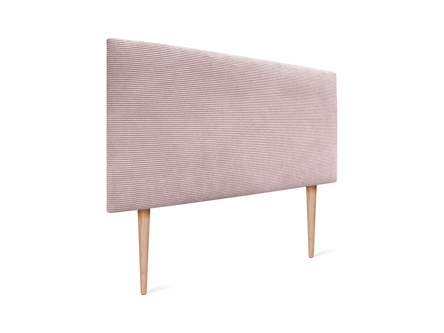 DHOME Tête de Lit Velours Côtelé Uni 110x115 avec Pieds de Lit 105 - Rose Pâle