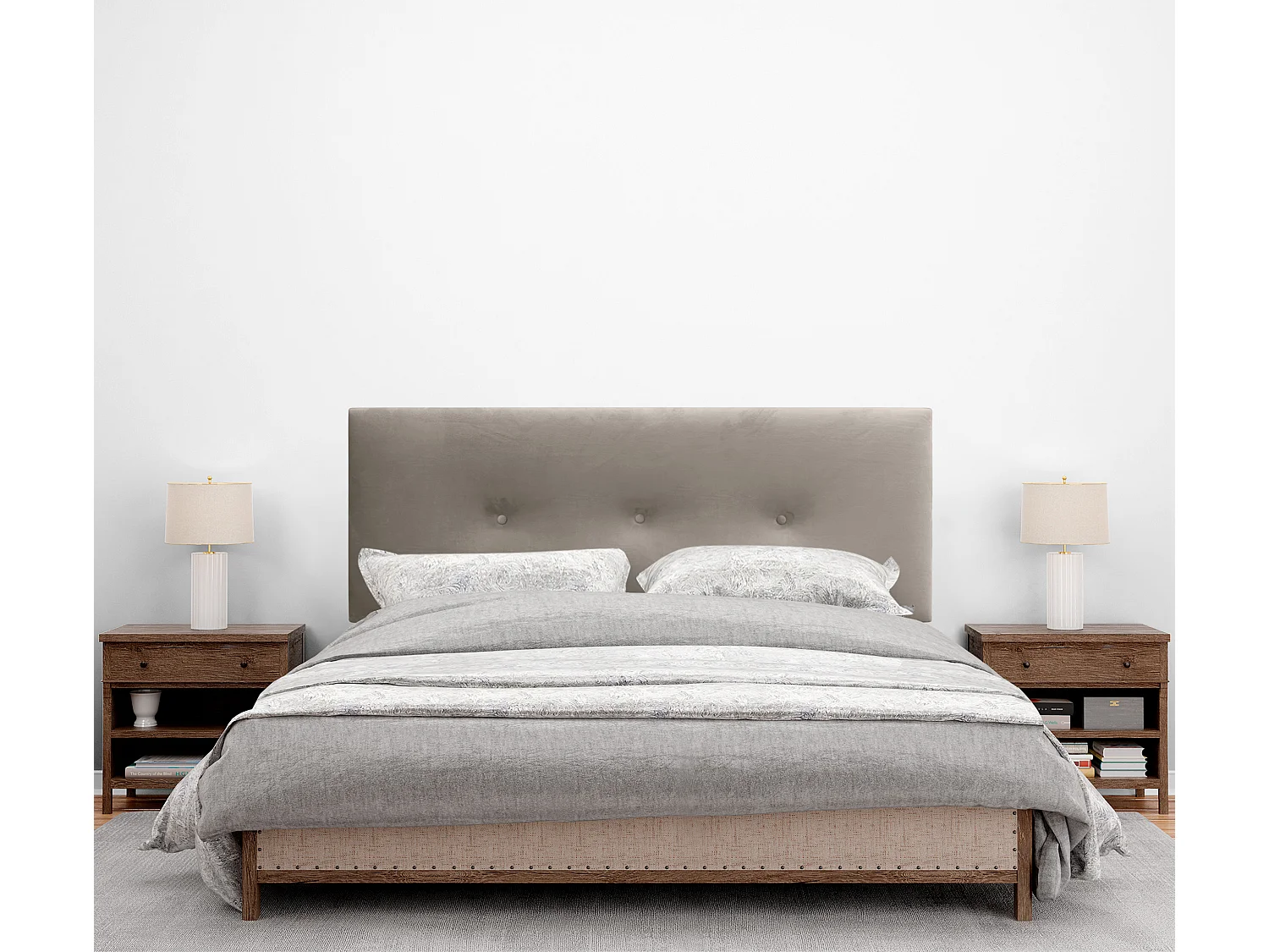 DHOME Tête de Lit Velours Lisse avec Boutons 160x115 avec Pieds de Lit 150/160 - Marron