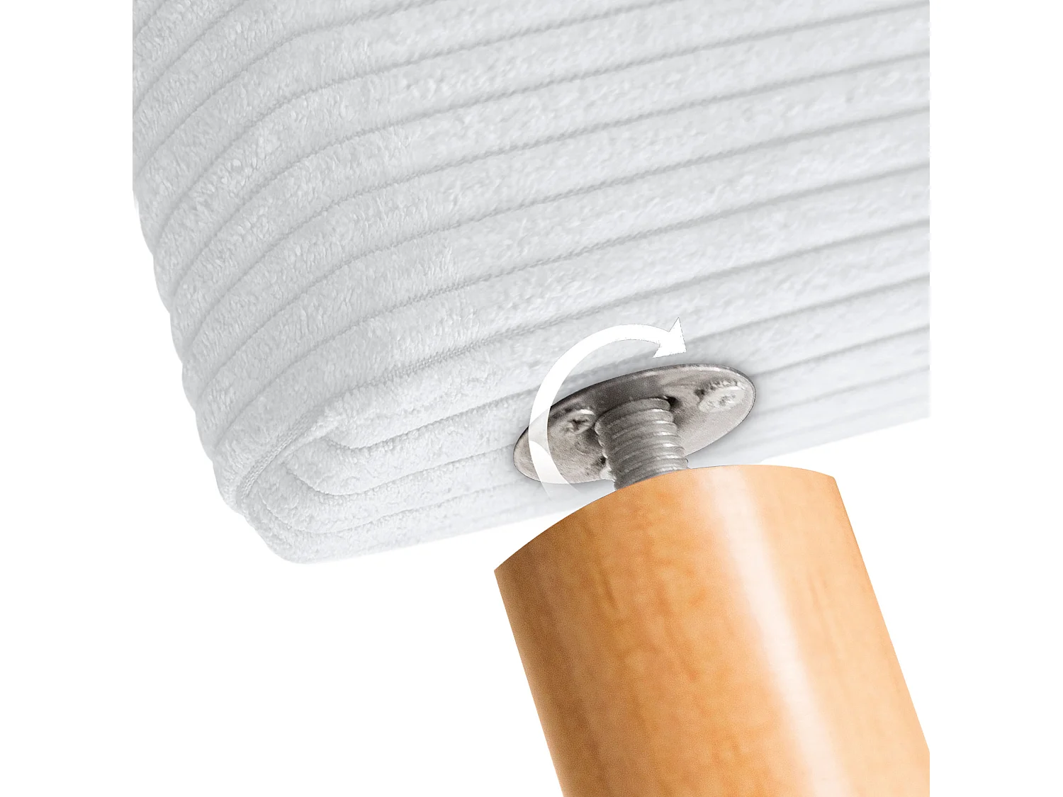 DHOME Testiera in velluto a coste tinta unita con bottoni 95x115 cm con gambe letto 80/90 - Bianco