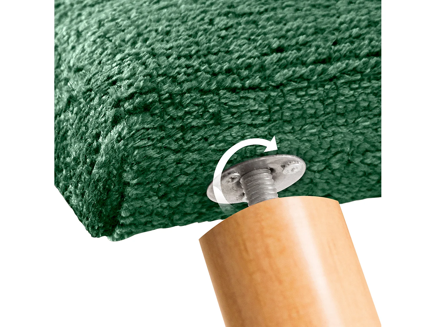 DHOME Kopfteil aus Naturwolle 145 x 115 cm mit Bettbeinen 140/135 – Grün